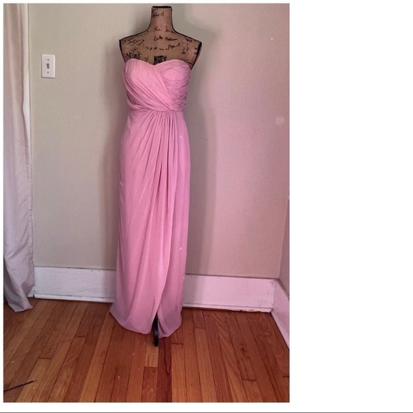 Dessy Collection pink strapless dress style 2632 maxi size 4 - Picture 1 of 13